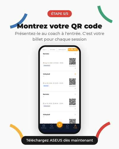Application Aseus, étape 6, montrer son QR-code
